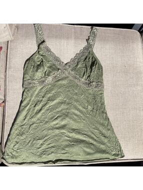 Bongo Olive Green Poly And Lace Cami Tank Top Sz Med